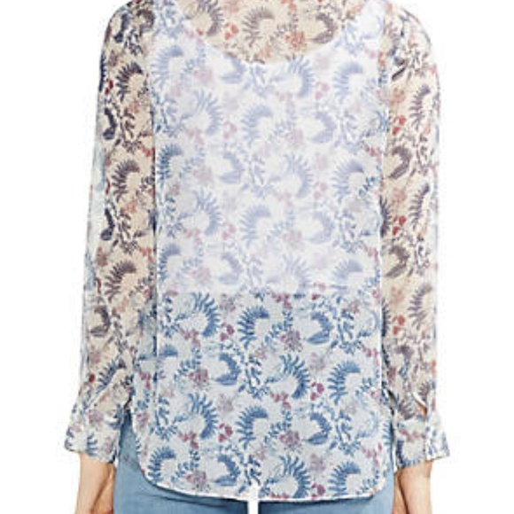 Vince Camuto Ruffle Front Boutique Floral Blouse - Picture 2 of 2